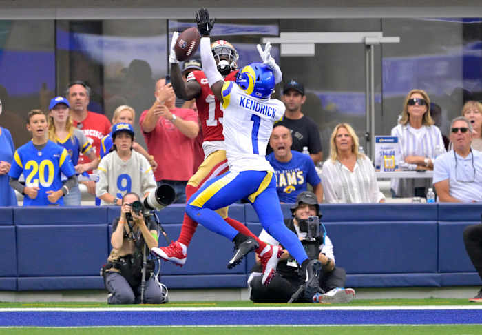 Los Angeles Rams cornerback Derion Kendrick in action against the San Francisco 49ers in Week 2.